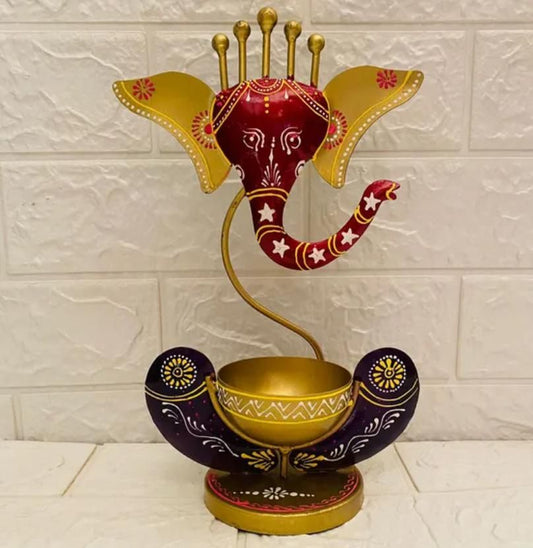 Intricately Crafted Spiritual Decor Ganesha with Tealight Candle Holder b67tjf-0t