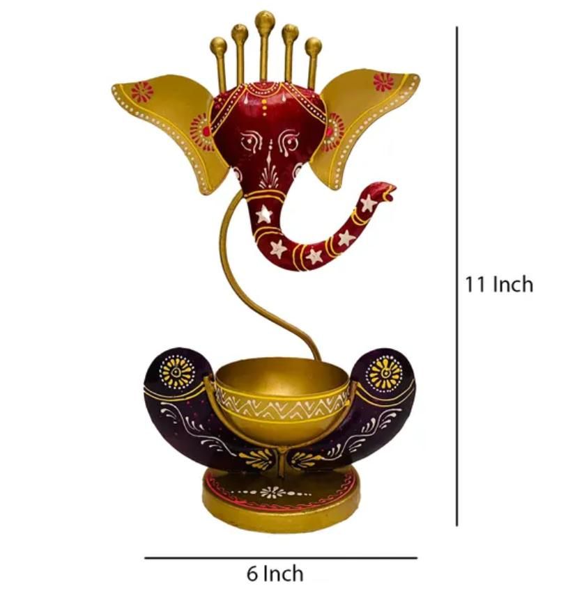 Intricately Crafted Spiritual Decor Ganesha with Tealight Candle Holder b67tjf-0t