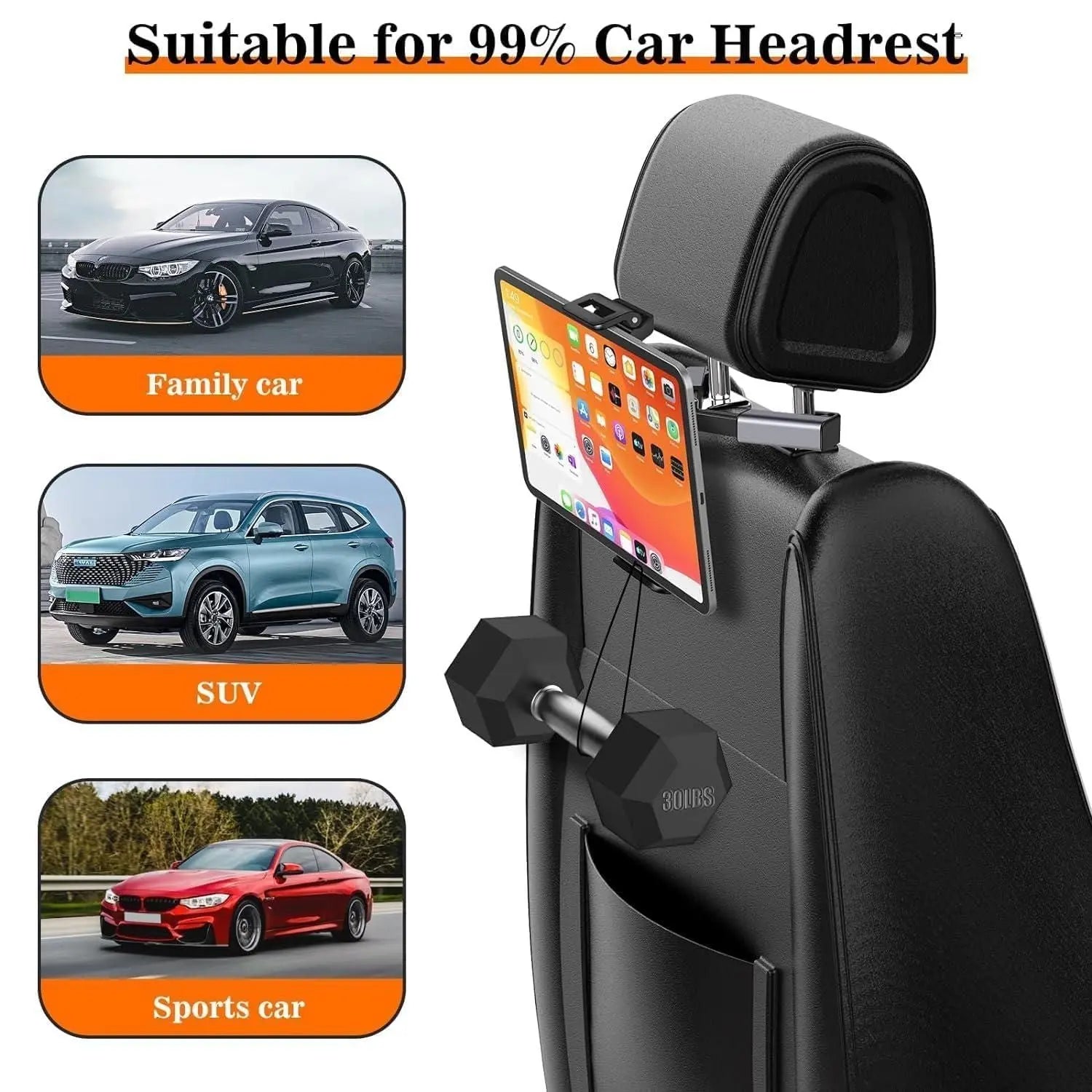Car Headrest Phone/Tablet/iPad Holder b67tjf-0t