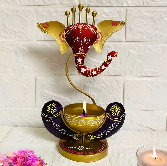 Intricately Crafted Spiritual Decor Ganesha with Tealight Candle Holder b67tjf-0t