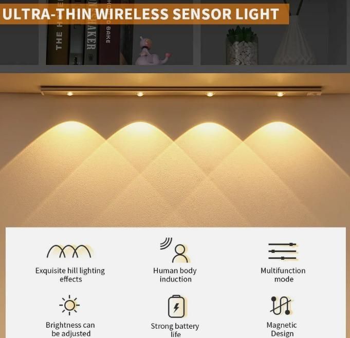 LED PIR Motion Sensor Cabinet  With USB Rechargeble b67tjf-0t
